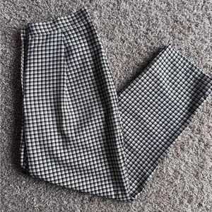 Women’s Divided Black, White, & Tan Gingham Trousers